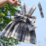 Plaid Pet Dog Cat Vest Harness with Skirt 273 Skirt Traction Navy Blue XS (recommended 0.50 kg-1.50 kg pets)