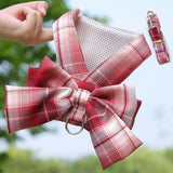 Plaid Pet Dog Cat Vest Harness with Skirt 273 Vest Traction Wine Red XXL (recommended 7.00 kg-10.00 kg pets)