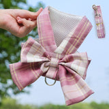 Plaid Pet Dog Cat Vest Harness with Skirt 273 vest traction deep powder grid M (recommended 2.50 kg-4.00 kg pets)