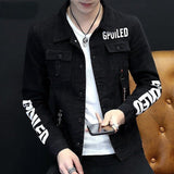 Tiwang Men Slim Korean Denim Jacket Long Sleeve Chao Brand House 181 Black XL Size: XL; Height (cm): 175-180; Weight (kg): 75-85; Bust (cm): 108; Shoulder width (cm): 46; Length (cm): 70; Sleeve length (cm): 64