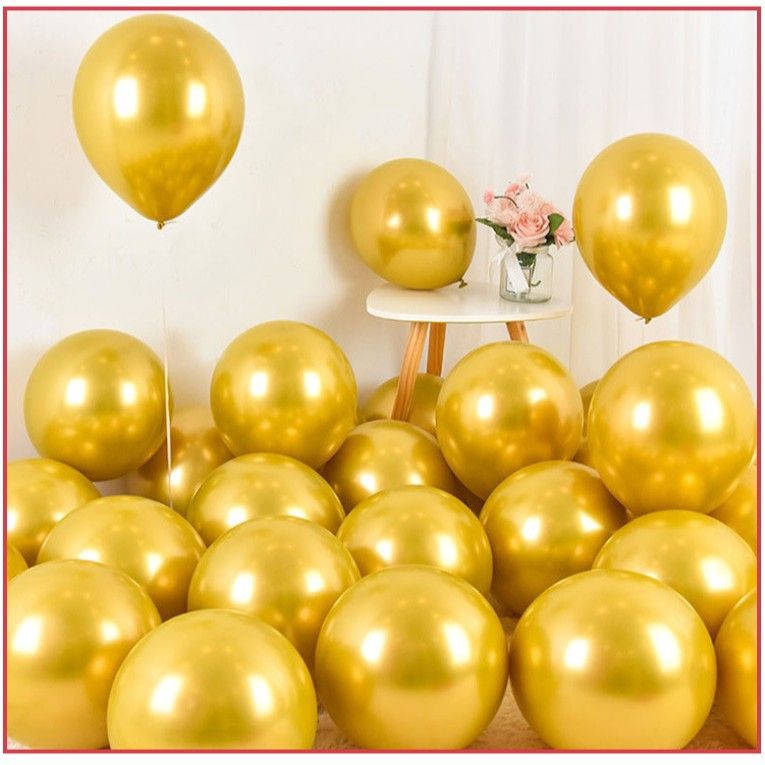 Hanlin 10inch Gold Metallic Balloons Pack of 50 10-inch