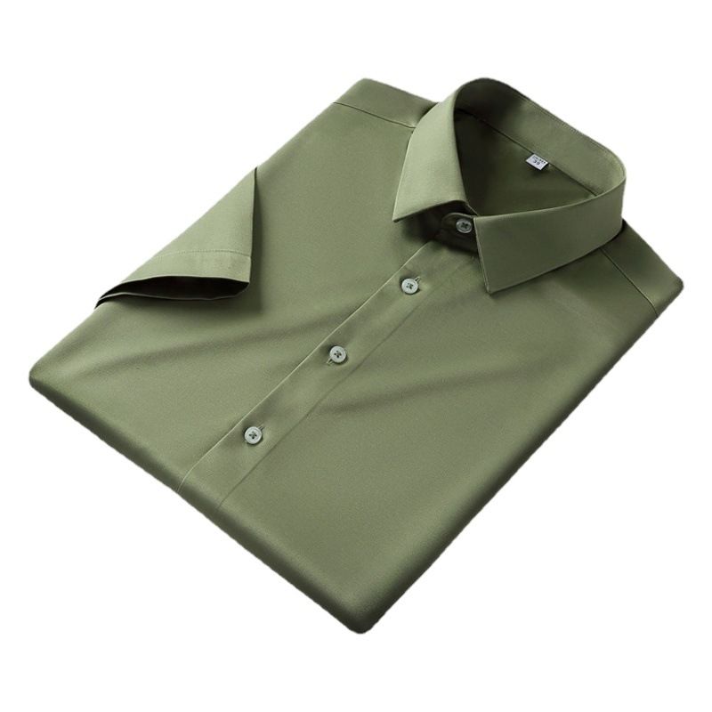 QIDEN Men's Short Sleeve Slim Fit No Iron Polyester... D2128-4 39