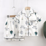 Beifujia Kids Ice Silk Cartoon Pajamas Set 2131-Ice Silk White Forest 160cm