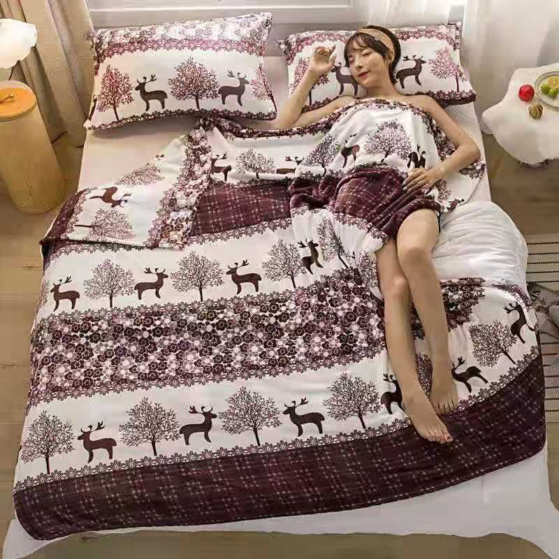 Flannel Blanket Polyester Geometric 120x200cm Forest Deer 150*200cm about 1.0kg