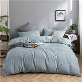 Qianjin Cotton Solid Color 4 Piece Bedding Set Azure 0.9/1.2 m bed student three-piece quilt cover 150*200cm sheet 160*230cm pillowcase 48*74*1