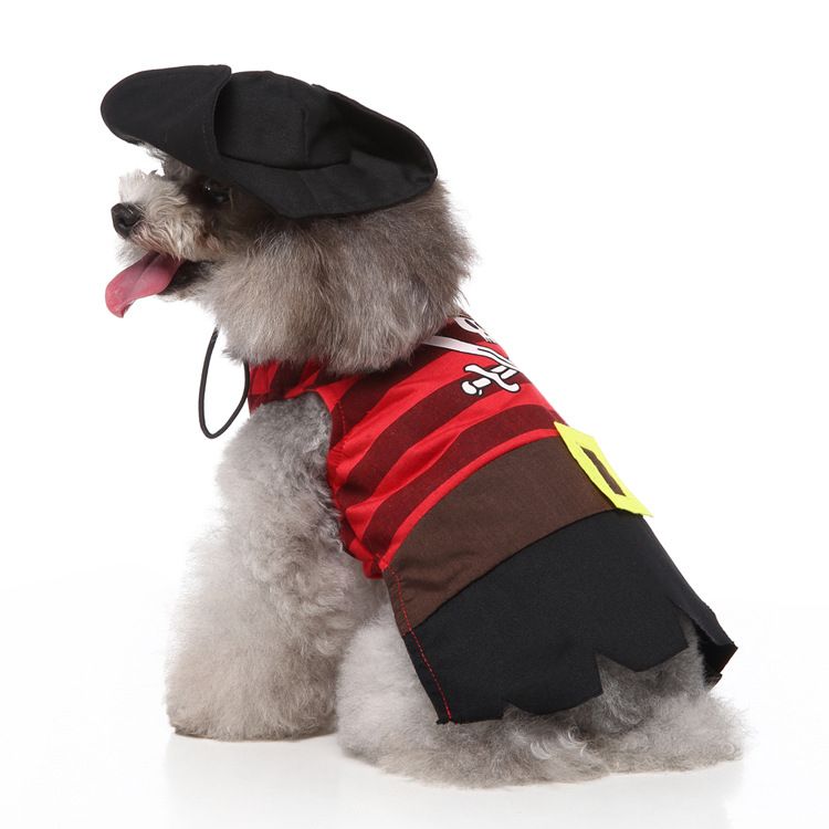 MEIQIPETBABY Dog Costume Polyester Small Breed SDZ135 striped pirates Size: S; Neck (cm): 24-28; Bust (cm): 32-38; Back length (cm): 22-25; Recommended pet weight (kg): 2.5 - 4.5