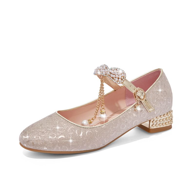Girls Sequin Crystal Shoes Gold Silver Princess 34 inner length 22cm