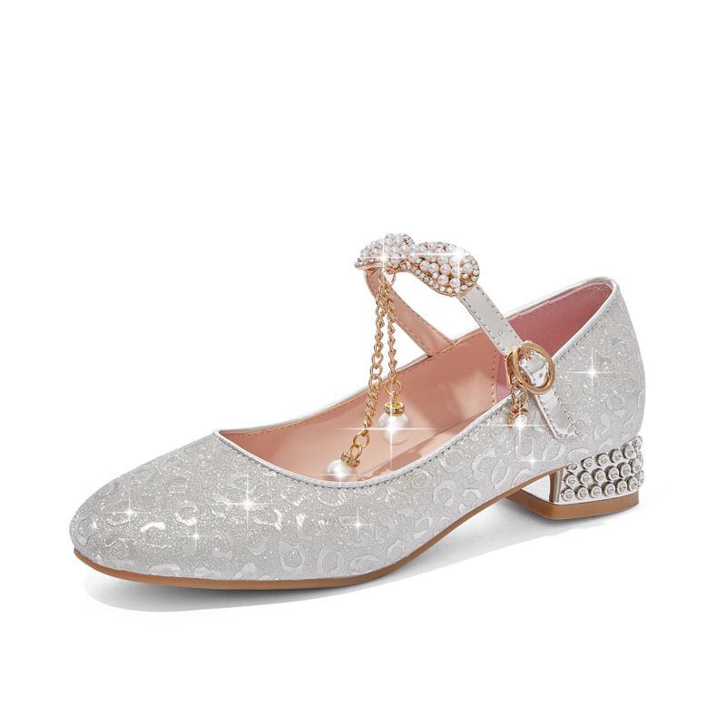 Girls Sequin Crystal Shoes Gold Silver Princess 34 inner length 22cm