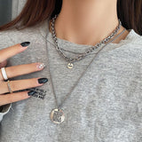 Hip Hop Necklace Zinc Alloy Twist Chain Unisex Ordinary two-piece set
