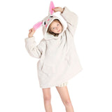 Childrens Cartoon Flannel Hooded Blanket Polyester Children's winter clothing gray rabbit All yards