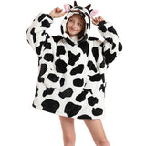 Childrens Cartoon Flannel Hooded Blanket Polyester Children's cold suit cow All yards