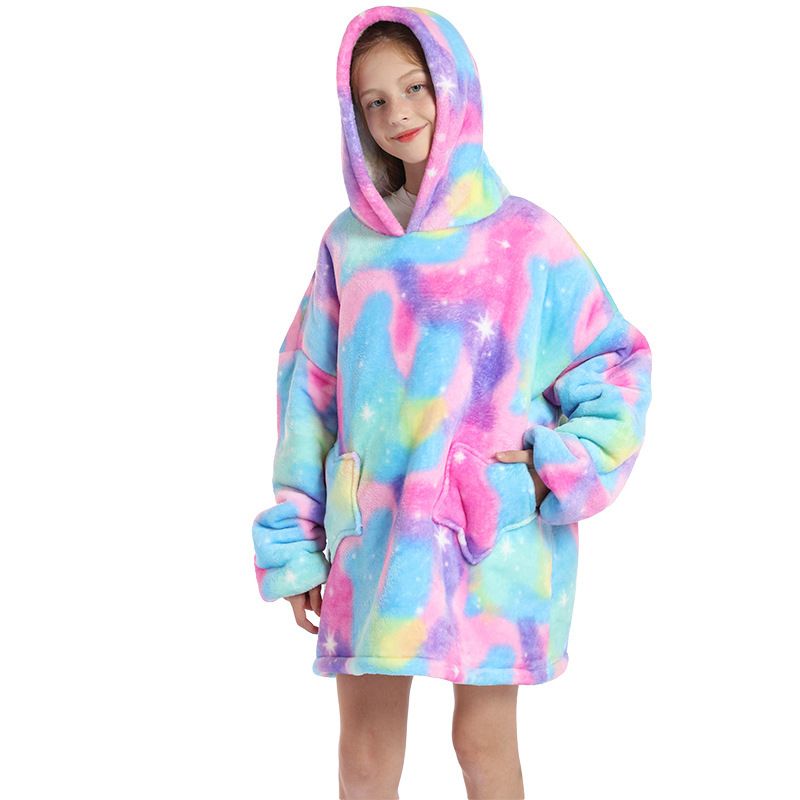 Childrens Cartoon Flannel Hooded Blanket Polyester Children's cold clothing gilding All yards