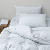 Cotton Seersucker 4 Piece Set Washed Striped 1.8 m plus bed [four-piece fitted sheet]