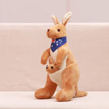 Jue Bei Kangaroo Plush Toy 35cm Light Brown blue scarf 65cm