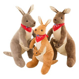 Jue Bei Kangaroo Plush Toy 35cm Dark Brown red scarf