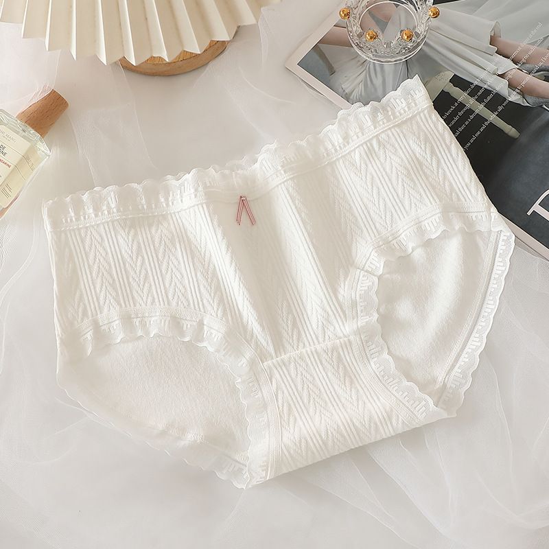 Women Cotton Mid Waist Jacquard Bow Briefs White XL Size: XL; Recommended weight (kg): 61 - 68; Waist (cm): 76 - 82; Hip (cm): 94 - 98; Suitable fit: full build