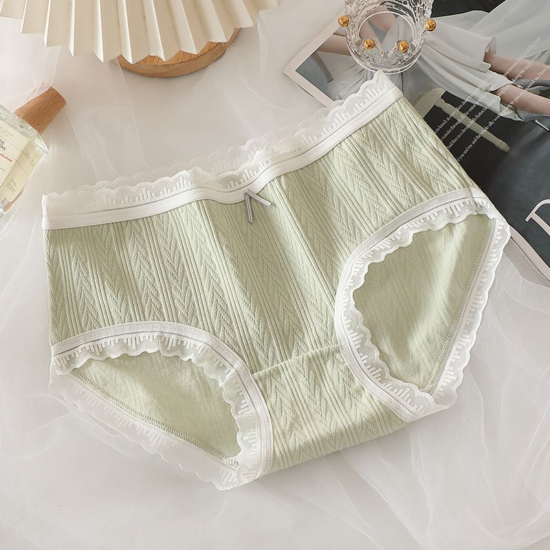 Women Cotton Mid Waist Jacquard Bow Briefs Green XL Size: XL; Recommended weight (kg): 61 - 68; Waist (cm): 76 - 82; Hip (cm): 94 - 98; Suitable fit: full build