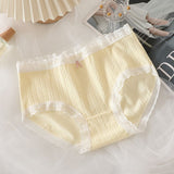 Women Cotton Mid Waist Jacquard Bow Briefs Milk yellow XL Size: XL; Recommended weight (kg): 61 - 68; Waist (cm): 76 - 82; Hip (cm): 94 - 98; Suitable fit: full build