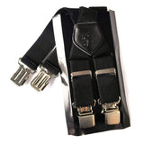 KANGDAI Men Polyester Strap 3.5cm X Type 4 Clips Black