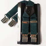 KANGDAI Men Polyester Strap 3.5cm X Type 4 Clips Dark green