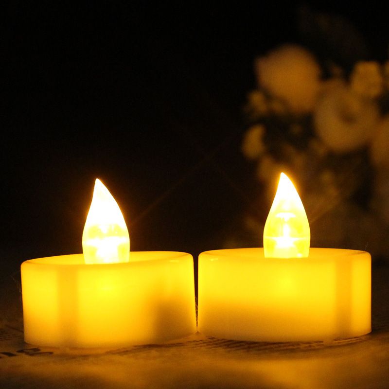 LED Electronic Candle 12 Pack Remote Control 2-key remote control Yellow light-frosted head