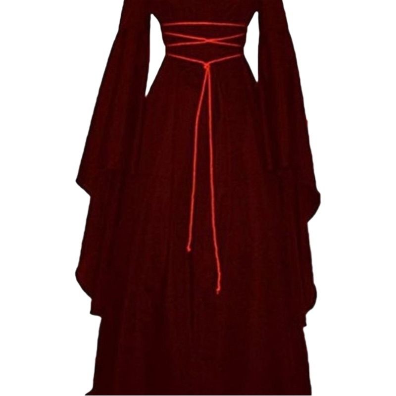 Witch Costume Retro Medieval Stage Performance Silly Ni Burgundy 5XL