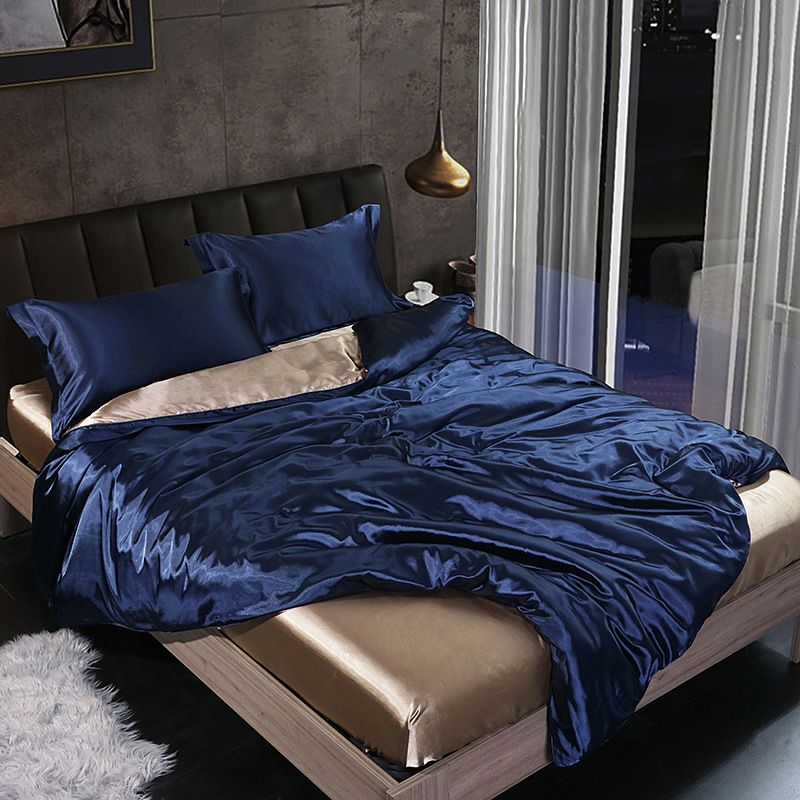 Shurui Silk Four Piece Set 150x200cm 1.8 m bed hat [quilt cover 220x 240cm]