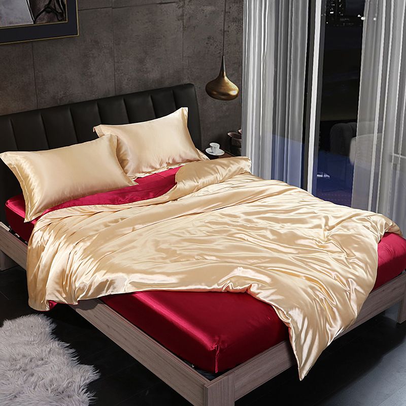 Shurui Silk Four Piece Set 150x200cm 1.8 m bed hat [quilt cover 220x 240cm]