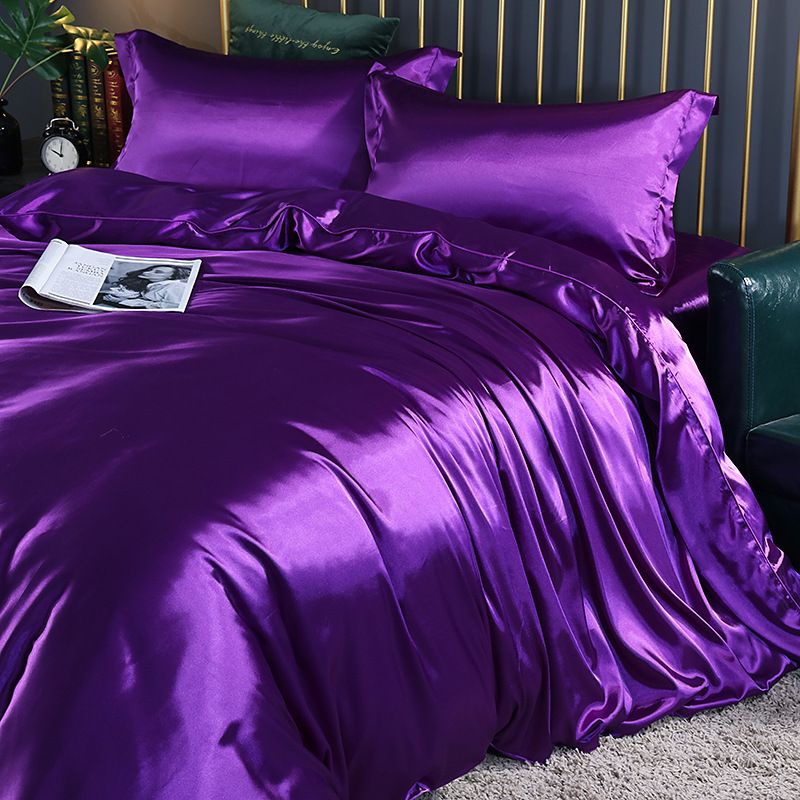 Shurui Silk Four Piece Set 150x200cm 1.5 m bed hat [quilt cover 200x 230cm]
