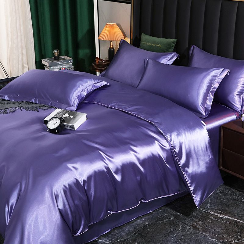 Shurui Silk Four Piece Set 150x200cm 1.8 m bed hat [quilt cover 220x 240cm]