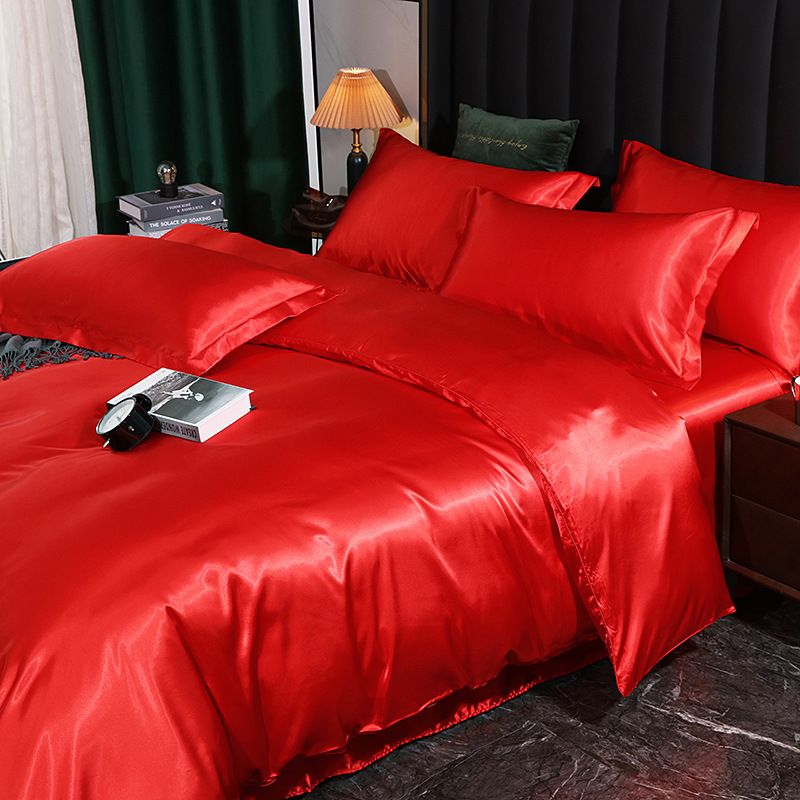 Shurui Silk Four Piece Set 150x200cm 1.5 meters bed sheets [quilt cover 200x 230cm]