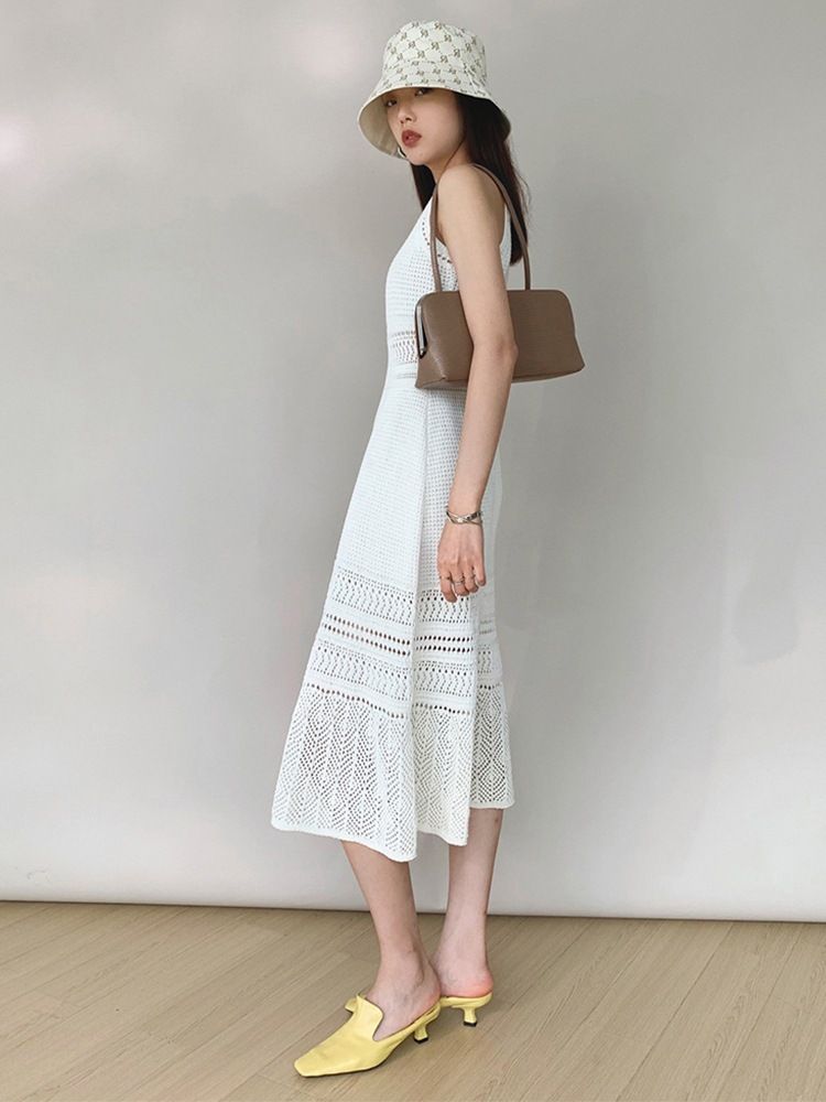 Women Dress Wool Blend A Line Slim Fit White Size: L; Height (cm): 165-170; Weight (kg): 55-60; Bust (cm): 90-94; Waist (cm): 74-78; Shoulder width (cm): 39; Length (cm): 62