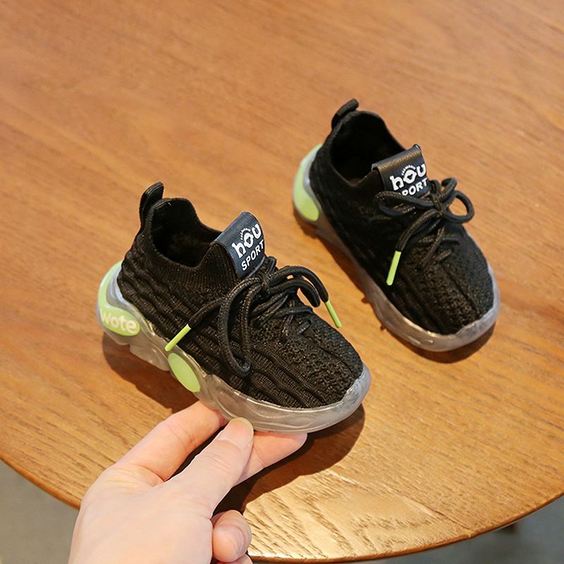 Baby Toddler Sneakers Mesh Knitted Soft Sole Black 23 yards inside length 15cm