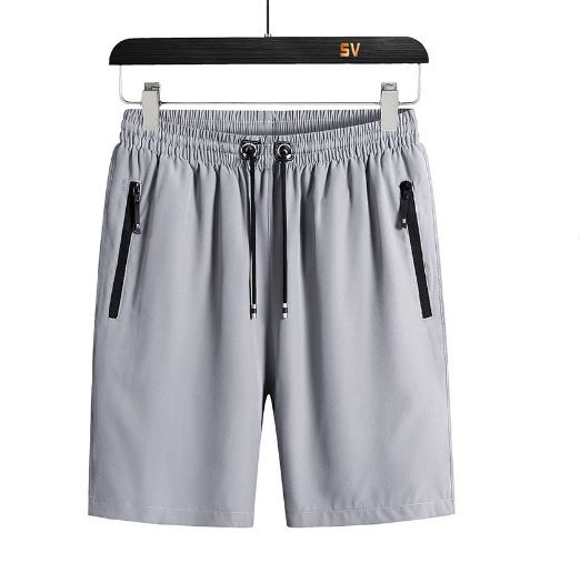 Men Summer Casual Shorts Straight Polyester Gray L