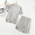MYAHS Men Modal Sleepwear Set Short Sleeve Shorts Light gray XL (67.50 kg-82.50 kg