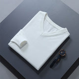 Men V Neck Pullover Knitwear Loose Long Sleeve White