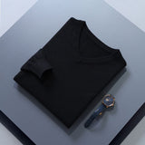 Men V Neck Pullover Knitwear Loose Long Sleeve Black XL