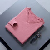 Men V Neck Pullover Knitwear Loose Long Sleeve Leather pink XXXL
