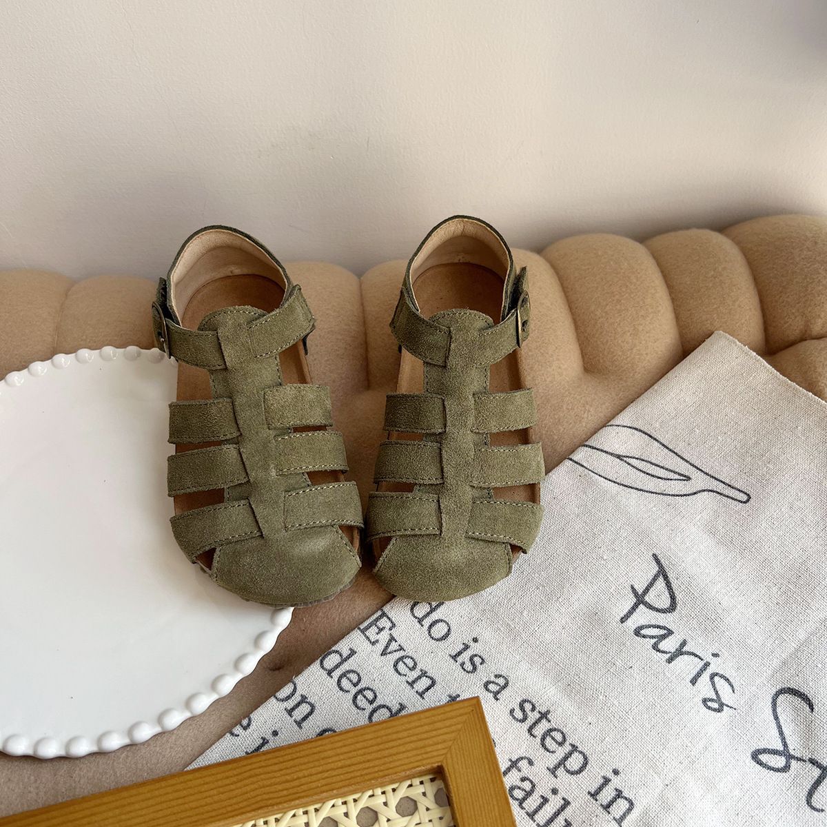 Kwai Kids Leather Shoes Boys Girls Green 33