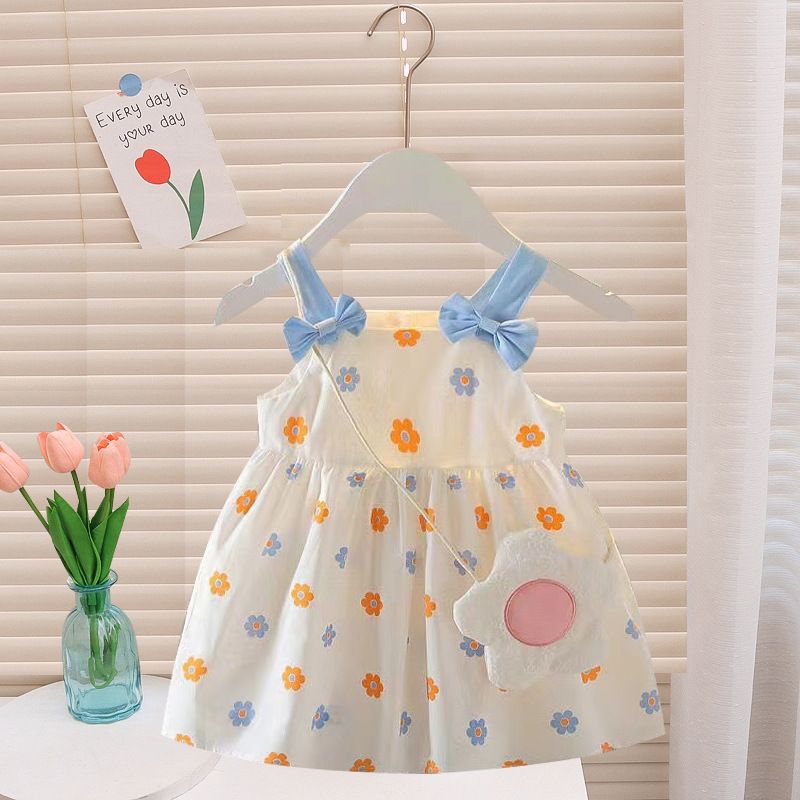 Girls Cotton Princess Dress Floral Summer BDKL Lotus Orange 80cm-M