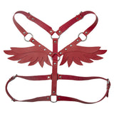 Leather Angel Wings Strap Belt Women Adjustable Red
