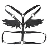 Leather Angel Wings Strap Belt Women Adjustable Black