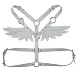 Leather Angel Wings Strap Belt Women Adjustable White