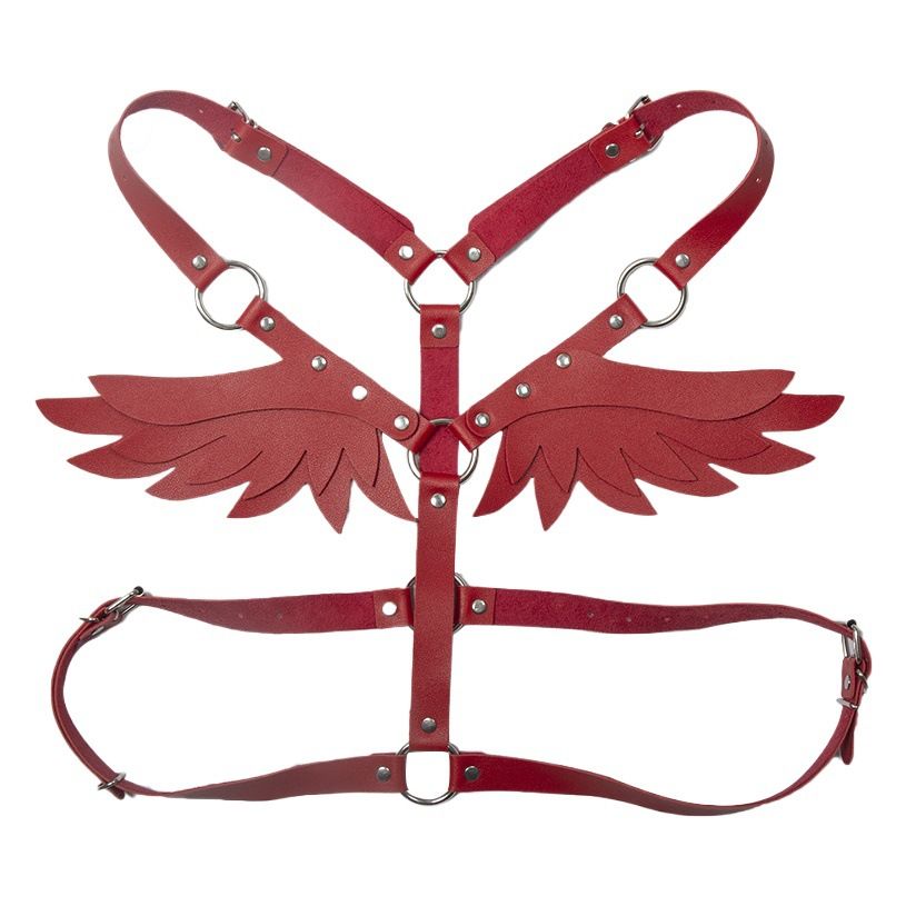 Leather Angel Wings Strap Belt Women Adjustable Pink