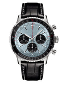 Men Quartz Watch Leather Strap Chronograph 43mm 8