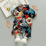 Chaole Pig Boys Cotton Short Sleeve Suit Fusang Red 90cm