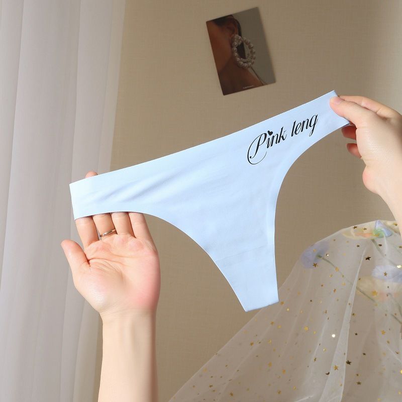 Women Thong Underwear Leng Yans Beauty Ice Silk Nylon Light Blue M [35.00 kg-50.00 kg]