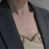 Necklace Women Alloy Bow Water Wave Chain Circle necklace