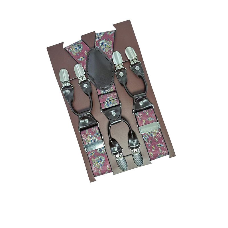 European Fan 6 Clip Men Suspenders Polyester Adjustable Printing: 3