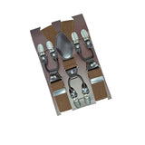 European Fan 6 Clip Men Suspenders Polyester Adjustable Diamond: Brown
